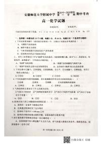 2019-2020学年安徽师范大学附属中学高一上学期期中考查化学试题 PDF版