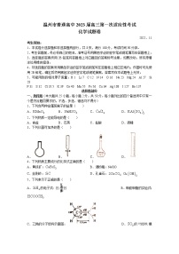 2023温州普通高中高三第一次适应性考试（一模）化学试题含答案