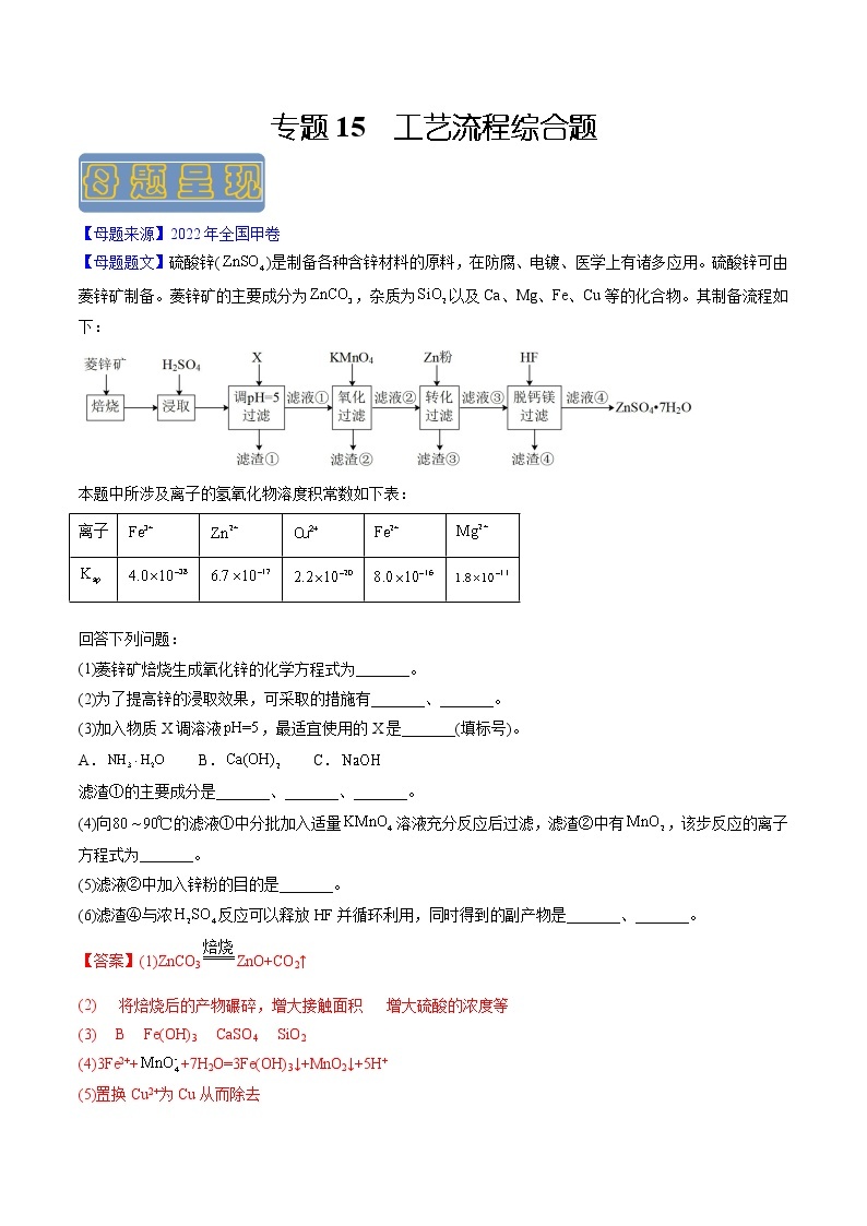 【高考真题解密】高考化学真题题源——专题15《工艺流程综合题》母题解密（全国通用）01