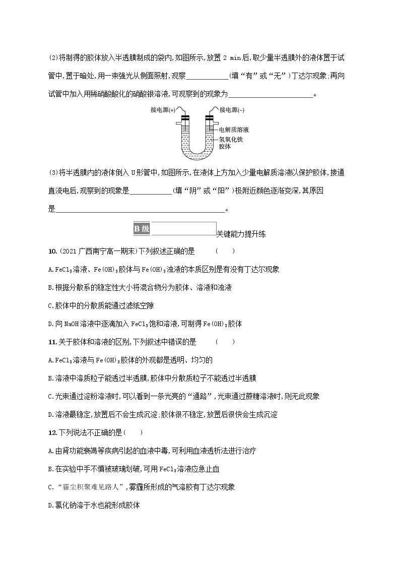 鲁科版高中化学必修第一册第2章元素与物质世界第1节元素与物质分类第2课时胶体课件+习题03