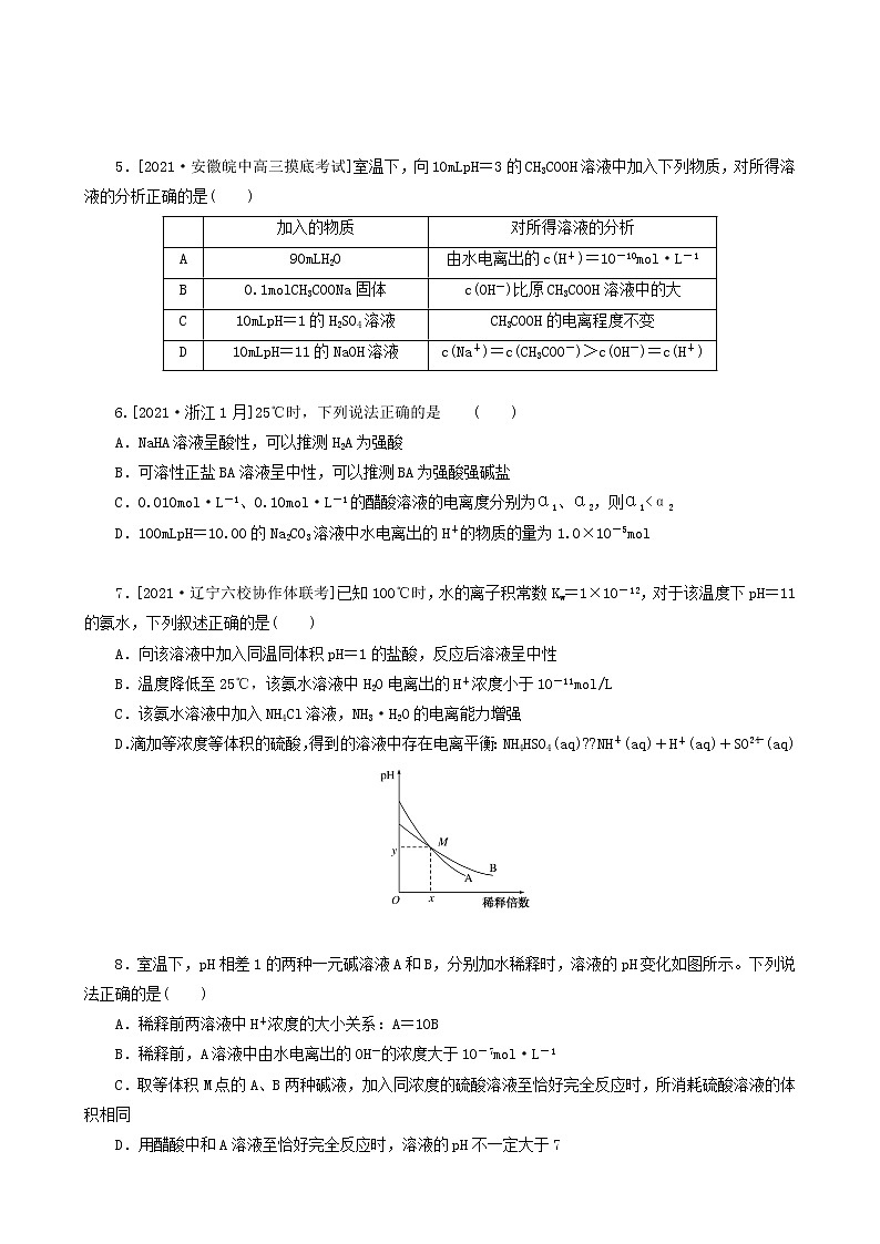 全国通用高考化学一轮复习专练39弱电解质的电离平衡含答案第2页