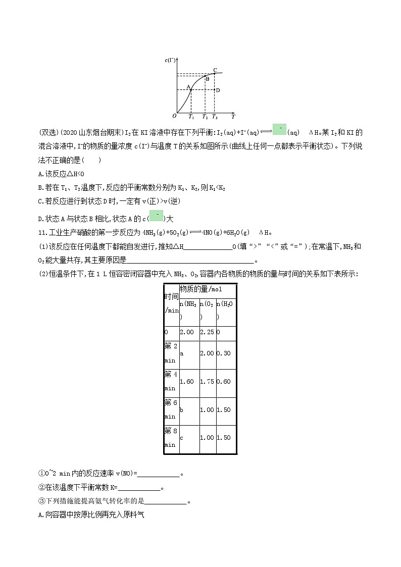 人教版高考化学一轮复习课时练21化学平衡状态化学平衡的移动含答案03