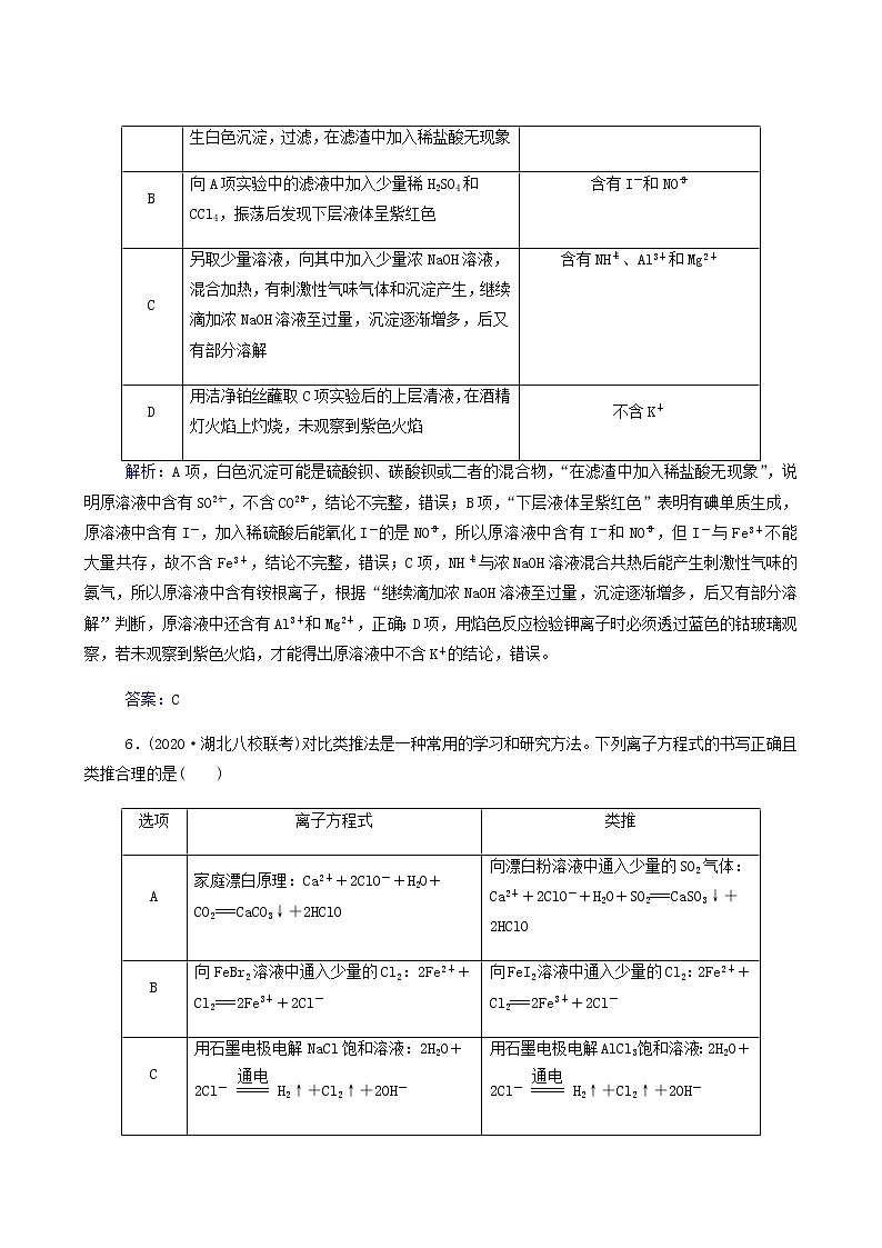人教版高考化学一轮复习第2章化学物质及其变化第2讲离子反应含答案第3页