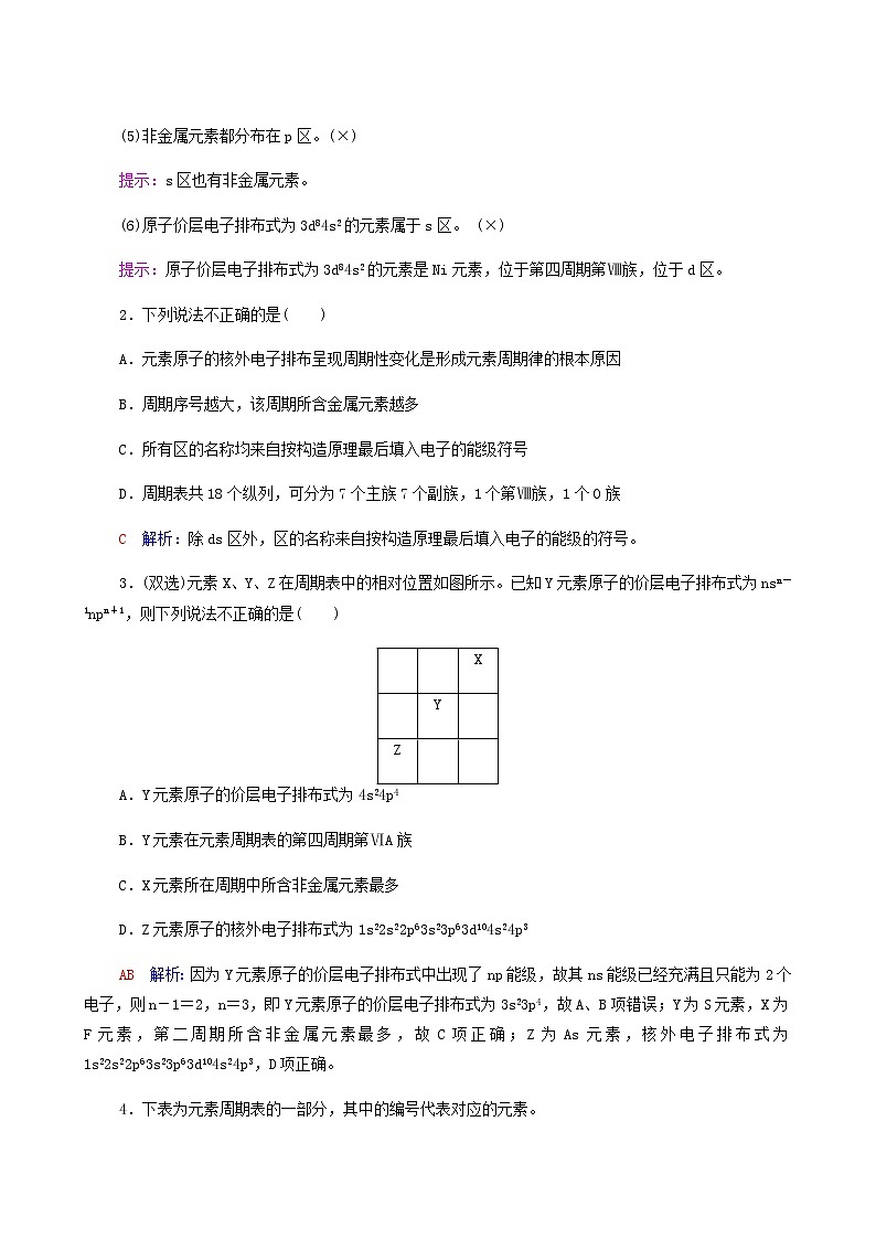 人教版高考化学一轮复习第4章物质结构与性质第2节元素周期表和元素周期律学案含答案第2页