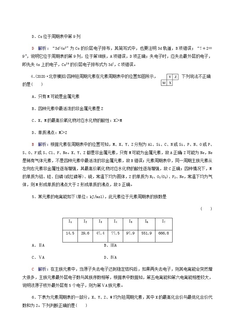 人教版高考一轮复习课时练习13元素周期表和元素周期律含答案02