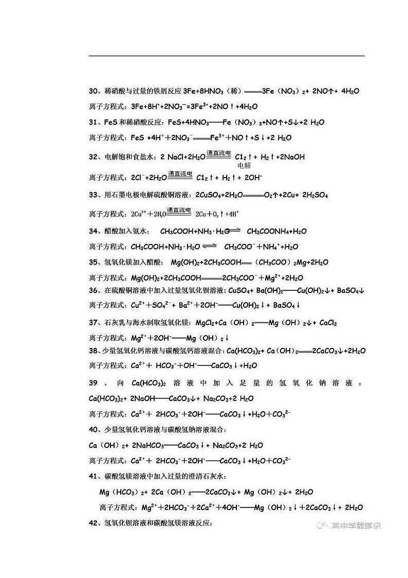 高中化学:“离子化学方程式”整理第3页