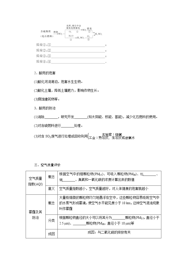 苏教版高中化学必修第一册4.3防治二氧化硫对环境的污染导学案02