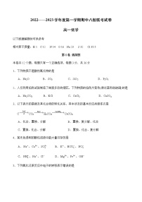 2023天津市八校联考高一上学期期中考试化学试题无答案含答题纸