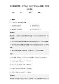 2022-2023学年北京市顺义区第一中学高二上学期10月月考化学试题含解析