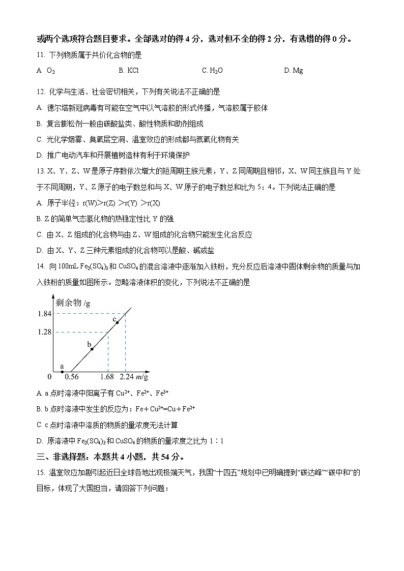 2022长沙长沙县、望城区、浏阳高一上学期期末考试化学含解析03