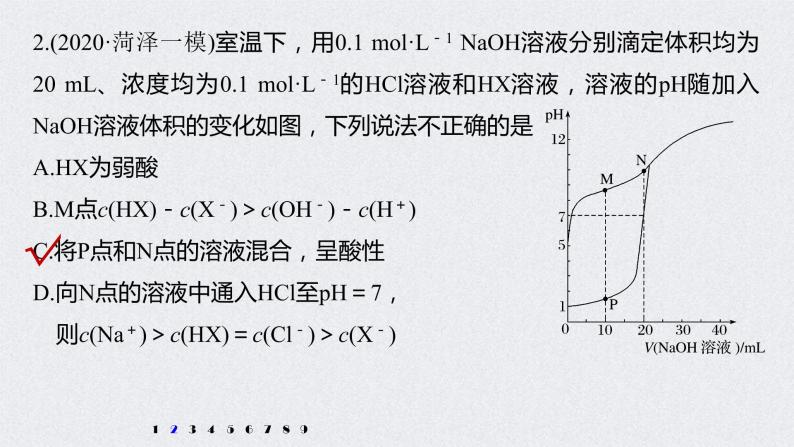 2022年高考化学二轮复习 第8章 第39讲 专项提能特训15　滴定过程的曲线分析 (含解析)课件PPT04