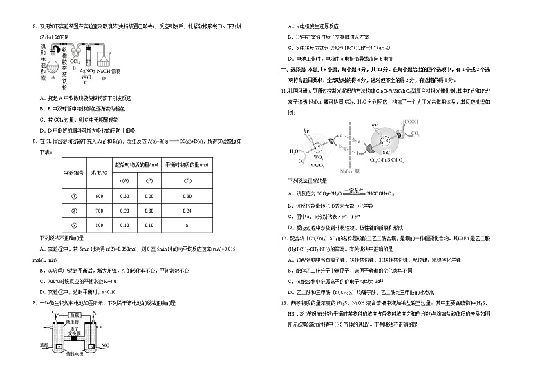 (新高考)高考化学考前冲刺卷(二)(原卷版)第2页