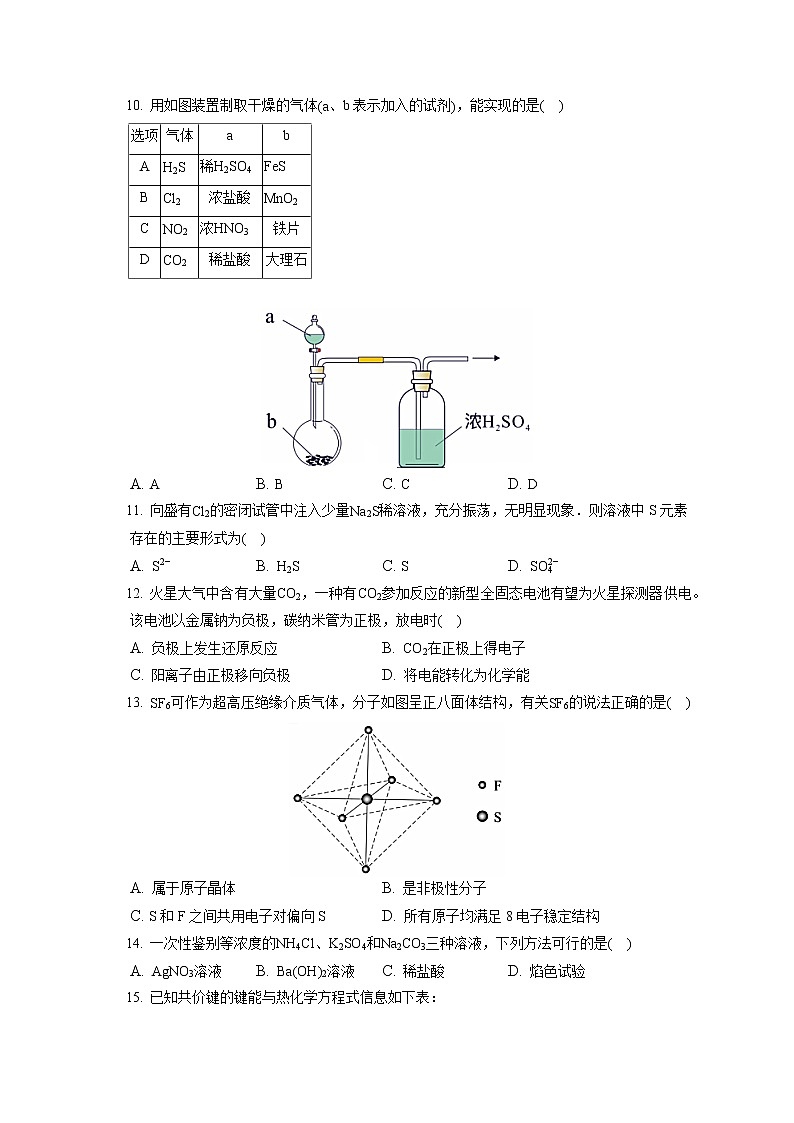 2021-2022学年上海徐汇区高三(上)期末化学试卷(一模)( 含答案解析)02