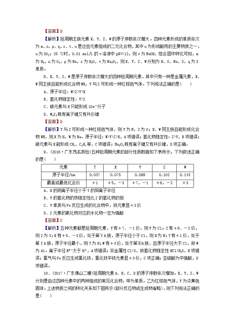 2020高考化学一轮复习第五章物质结构元素周期律第2节检测(含解析)第3页