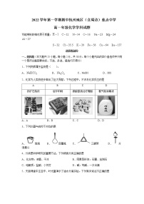 2022-2023学年浙江省杭州地区（含周边）重点中学高一上学期期中考试化学试卷含答案