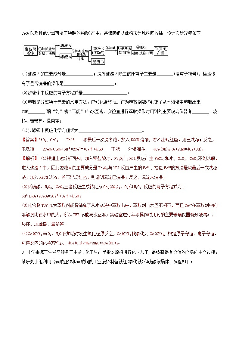 (通用版)高考化学一轮复习一遍过专题11化工流程一金属(含解析)02