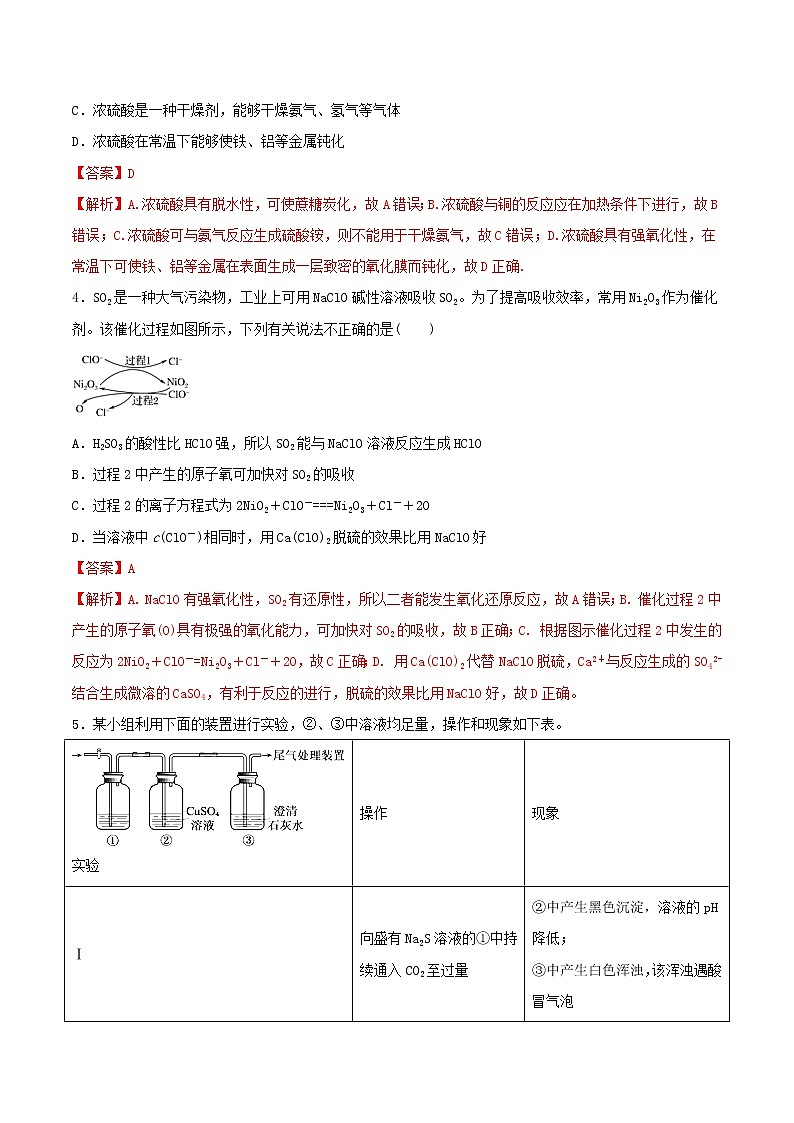 (通用版)高考化学一轮复习一遍过专题15硫及其重要化合物(含解析)02