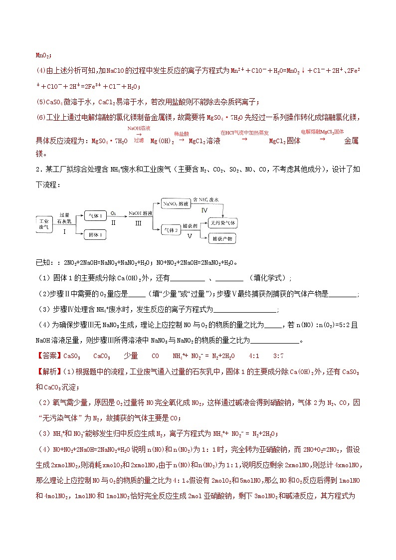 (通用版)高考化学一轮复习一遍过专题17化工流程二非金属(含解析)第2页