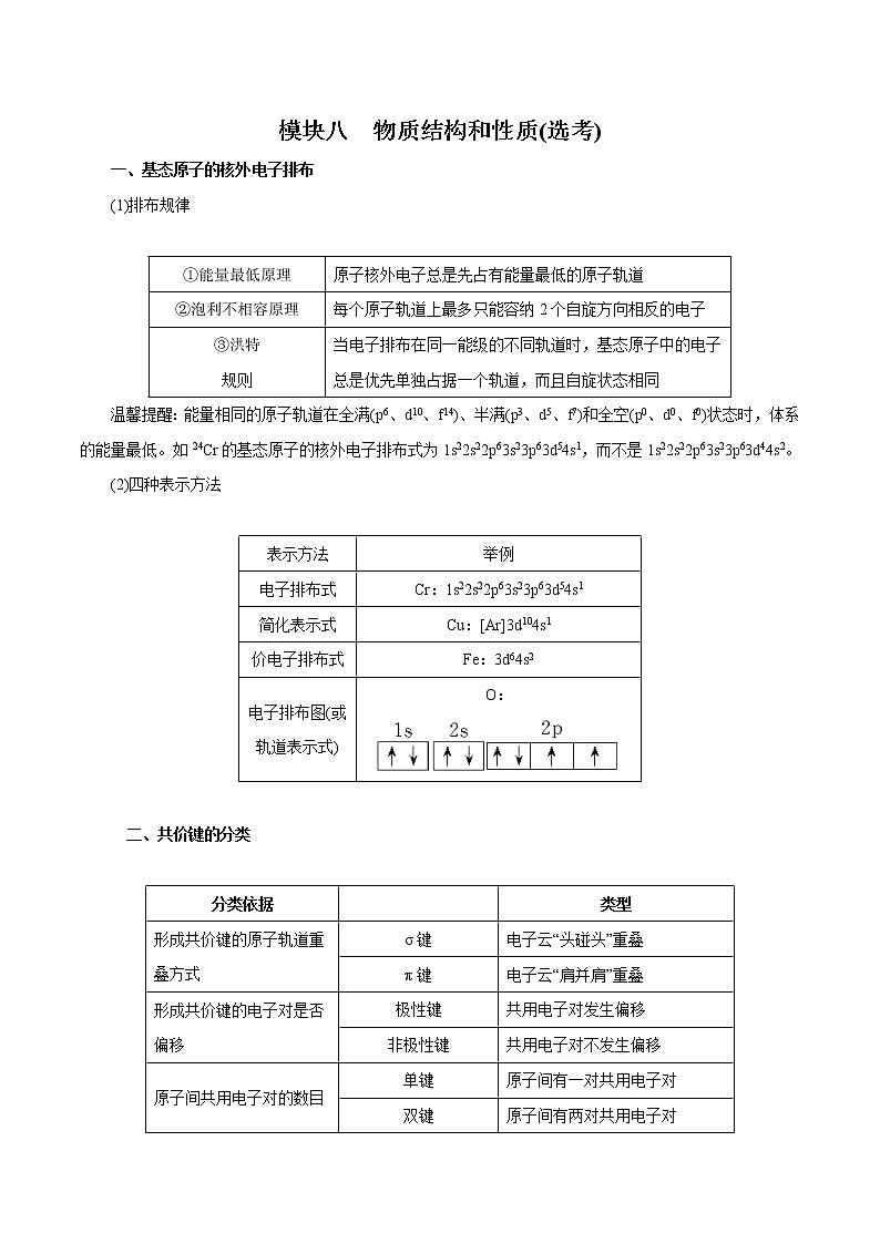 高考化学必背知识与解题秘籍手册模块1.8 物质结构和性质(选考)第1页