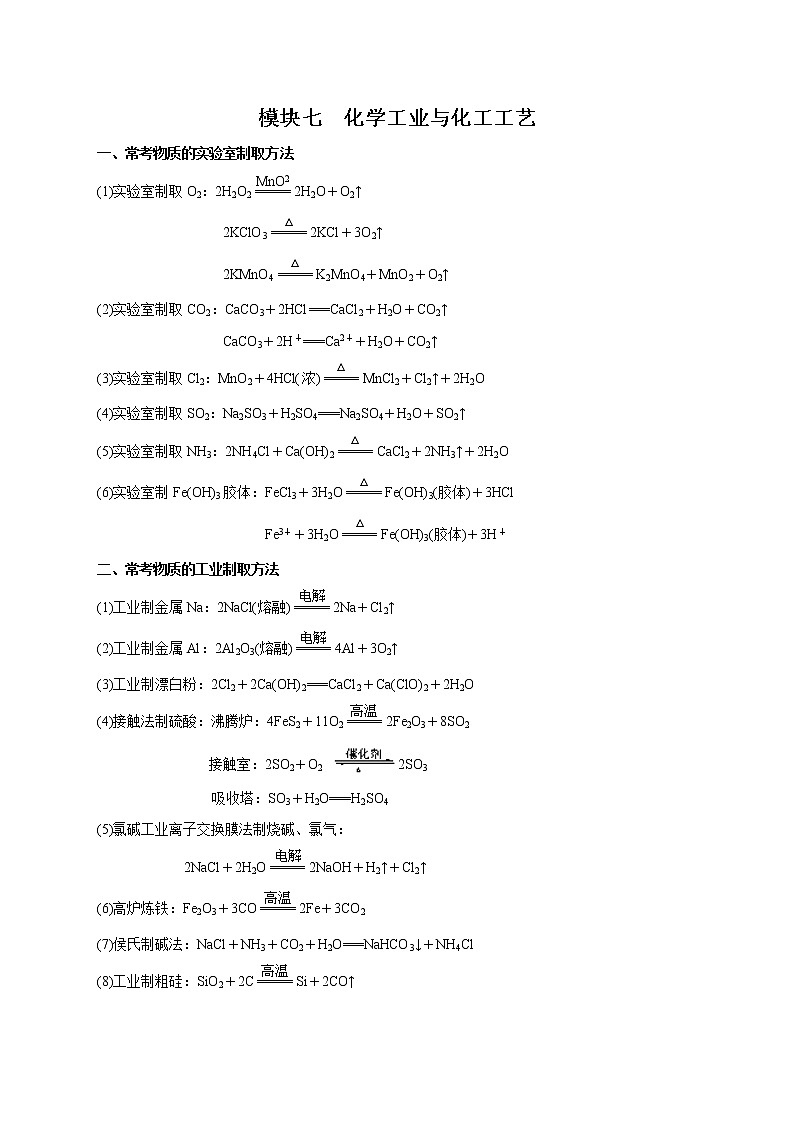 高考化学必背知识与解题秘籍手册模块1.7 化学工业与化工工艺第1页