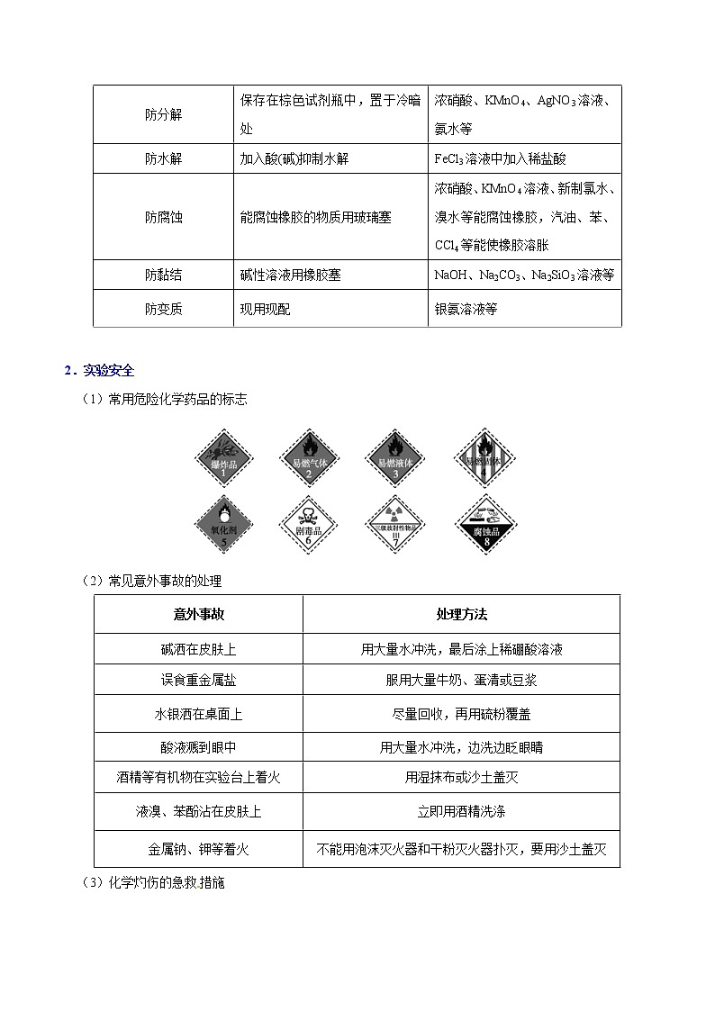 高考化学一轮复习考点过关练考点03化学试剂的保存及实验安全(含解析)02