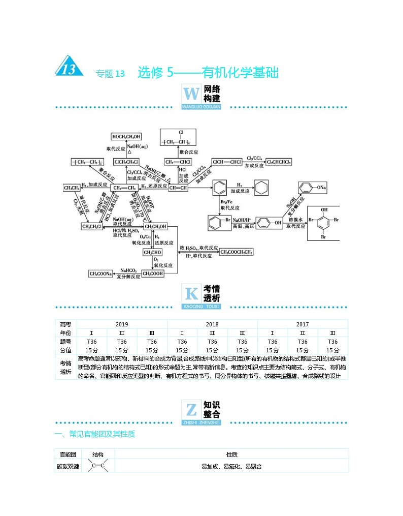 高考化学二轮复习专题13有机化学基础(含解析)01