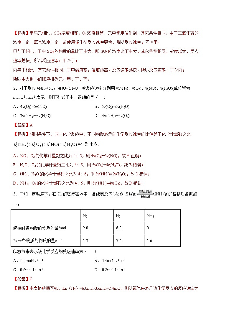 【期末总复习】人教版(2019)化学选择性必修1-高二上学期——第2章 化学反应速率与化学平衡(1)(解析版)第3页