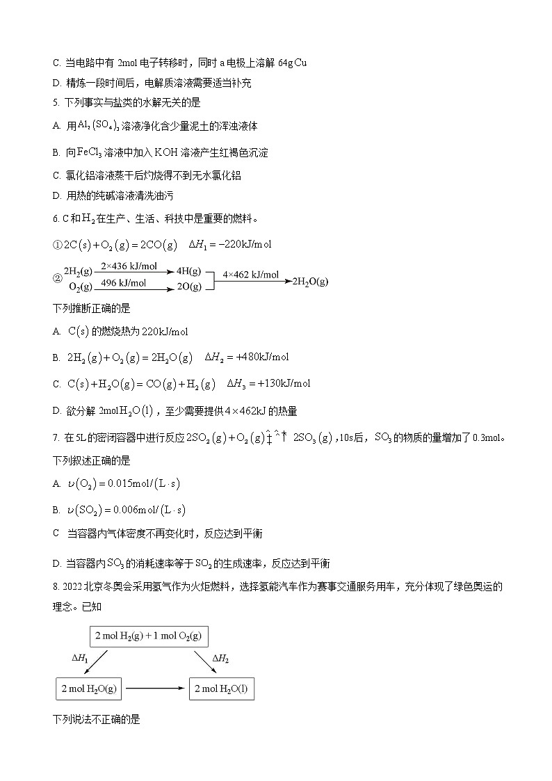北京市延庆区2022-2023学年高二上学期期末考试化学试题 第2页