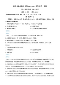 2023深圳实验学校高中部高一上学期第一阶段考试化学含解析