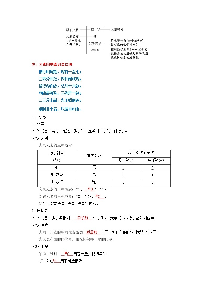 第四章  物质结构  元素周期律  第一节 原子结构与化学周期表（解析版）学案03