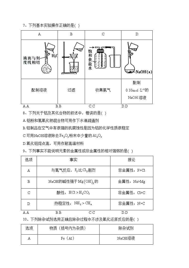 湖南省衡阳市祁东县2021-2022学年高一上学期期末考试化学试卷(含答案)第2页