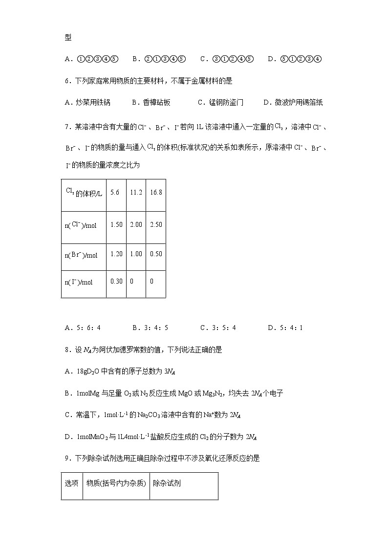 河北省秦皇岛市青龙满族自治县实验中学2022-2023学年高一上学期期末考试化学试题(Word版含答案)第2页