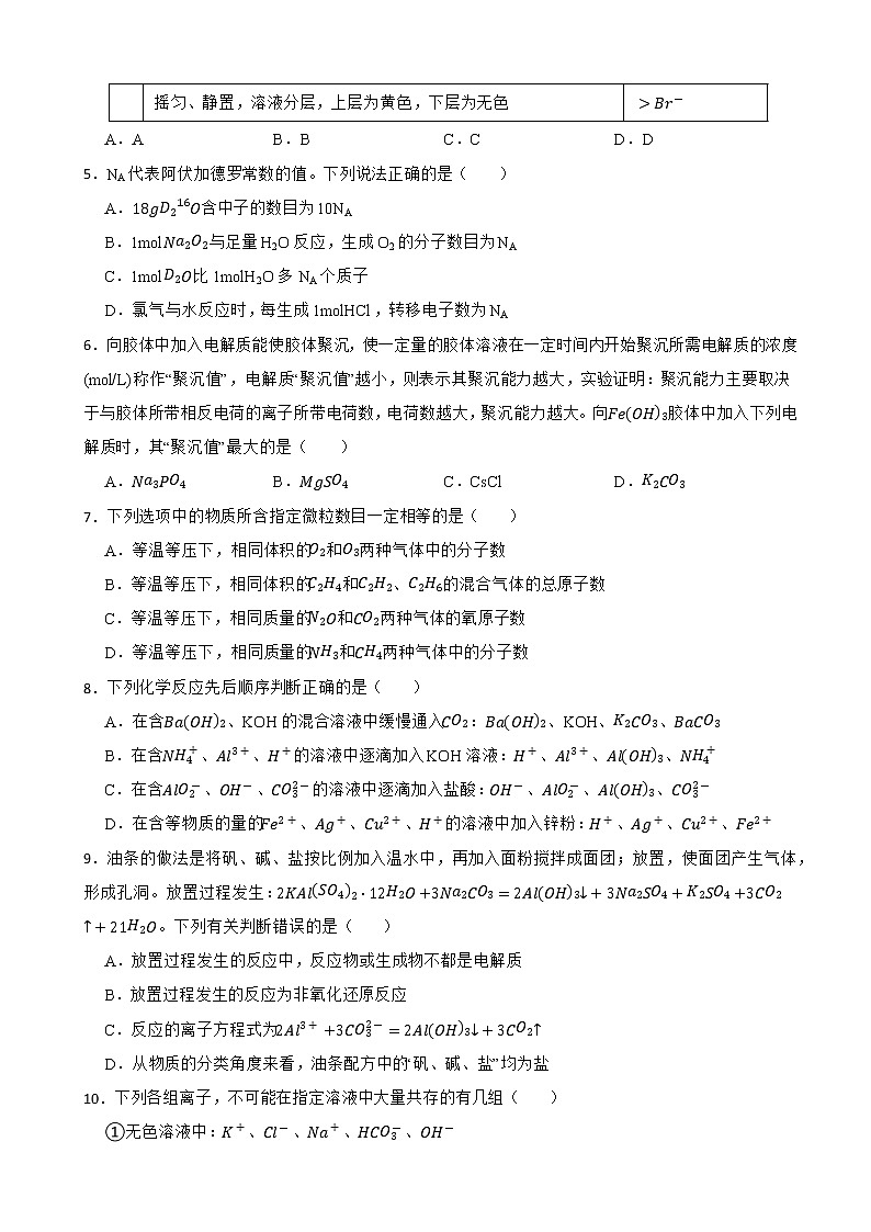 2022-2023学年江西省上饶市一中、景德镇市六校高三上学期10月联考化学试题(解析版)02