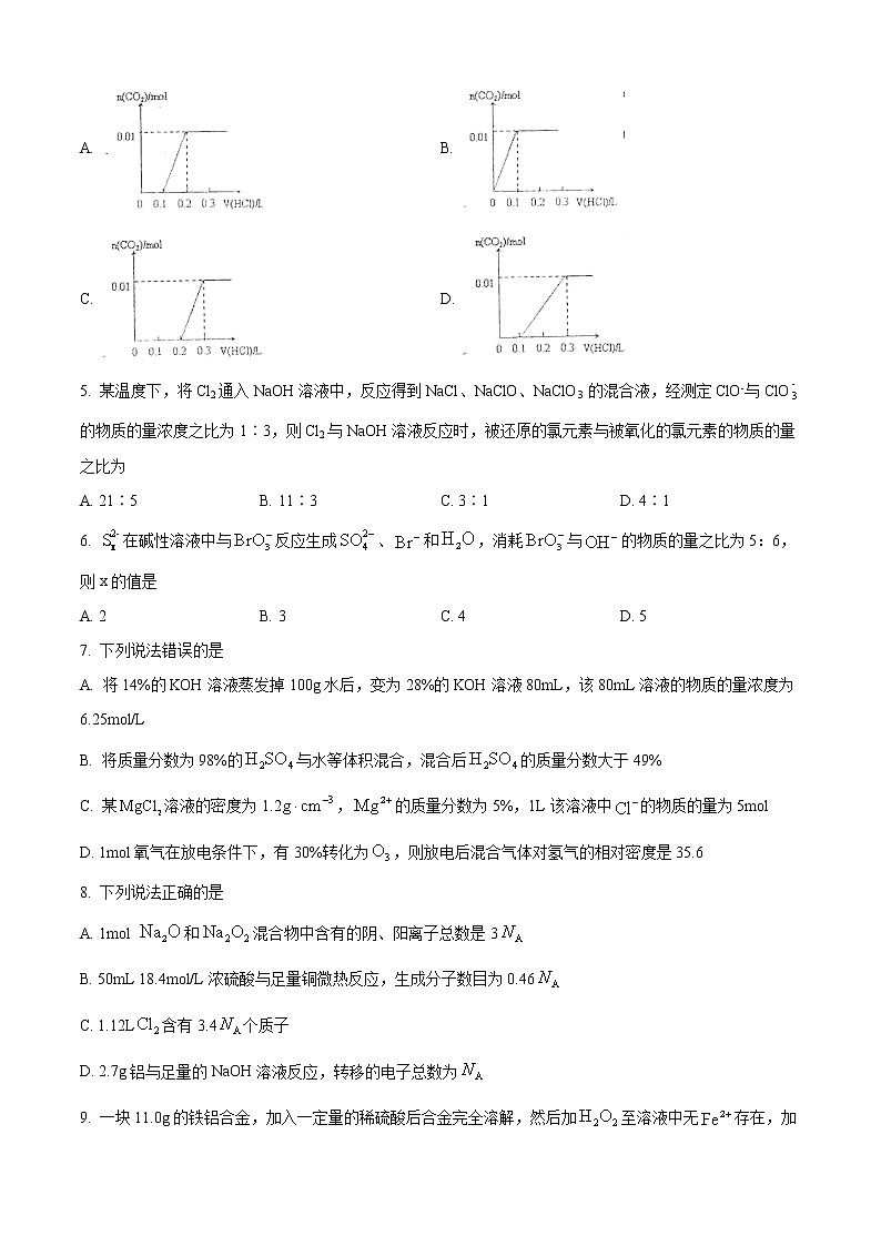 2022-2023学年辽宁省实验中学高三上学期第一阶段测试卷化学第2页
