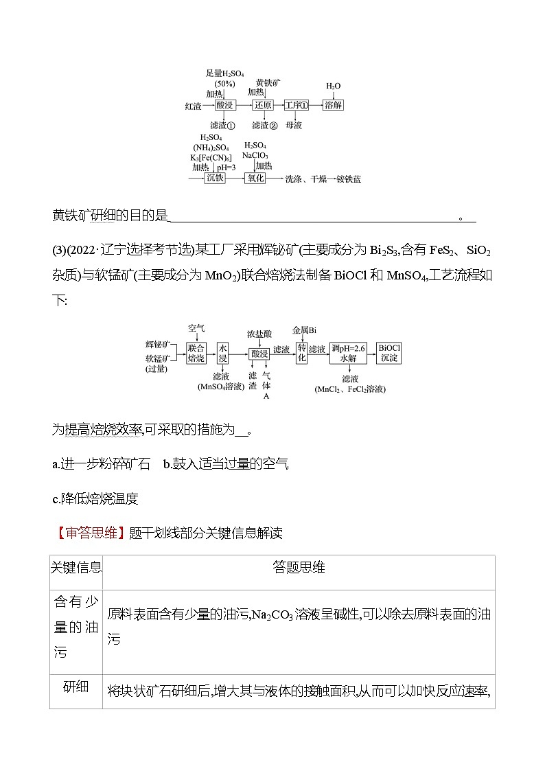 2023届高考化学二轮复习题型3无机化工生产流程题突破练含解析第2页