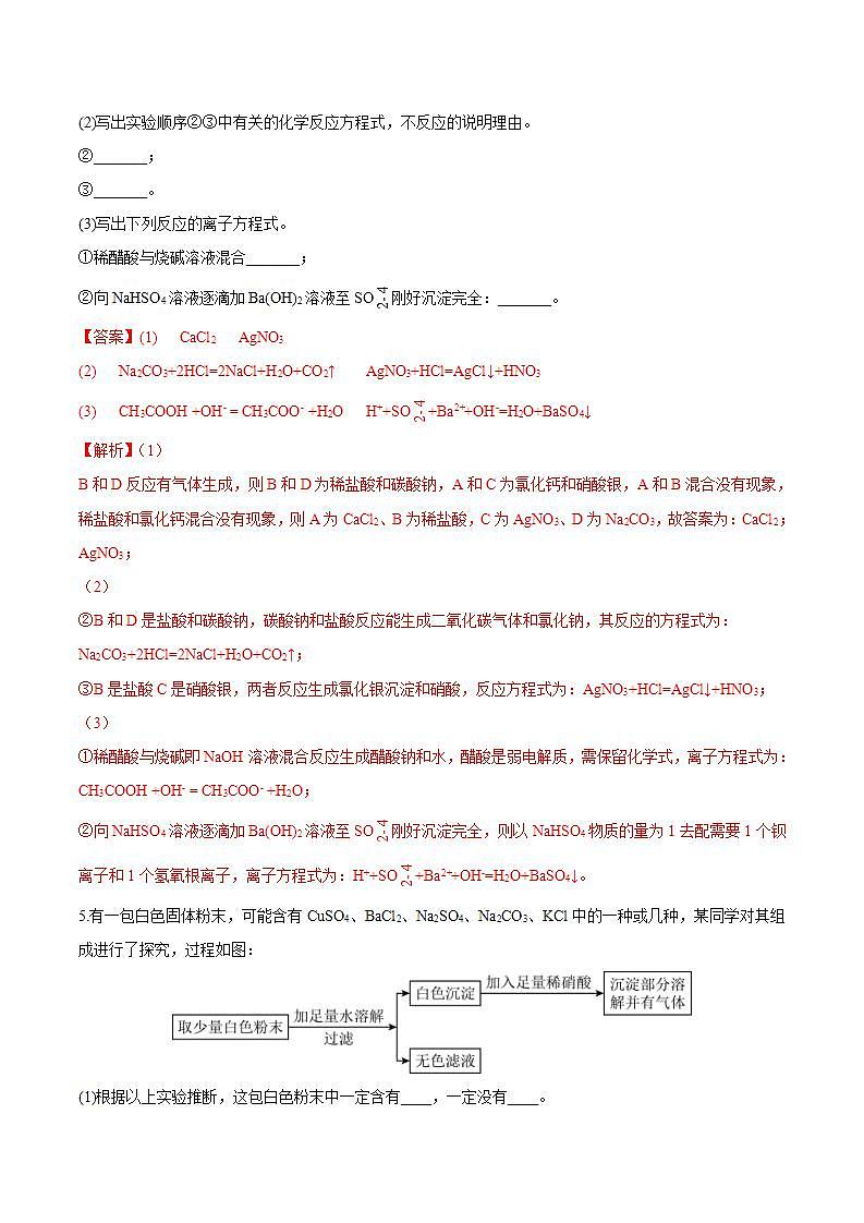 1.2.3离子反应的应用(分层作业)(解析版)-【上好课】2022-2023学年高一化学同步备课系列(人教版2019必修第一册)第3页