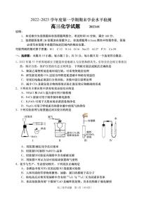 山东省青岛市2022-2023学年高三化学上学期期末考试试题（PDF版附答案）