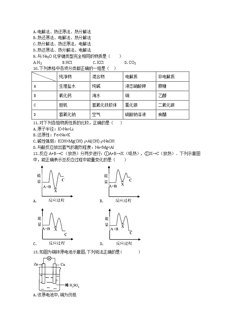2020-2021学年辽宁省阜新市第二高级中学高二学考合格模拟考试化学试题 Word版第2页