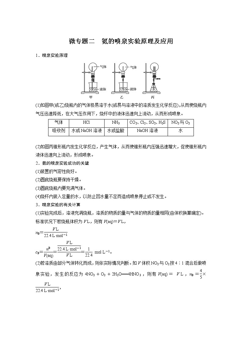 第五章 微专题二 氨的喷泉实验原理及应用第1页