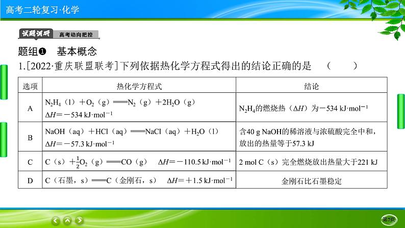 2023高三二轮复习化学(老高考)专题六 化学能与热能课件PPT07