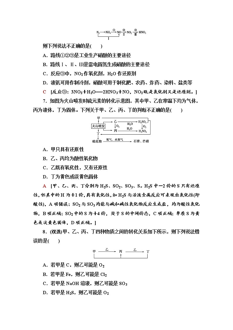 鲁科版化学必修第一册基础练:3.3.4 物质特殊的转化关系与常见气体的制备03