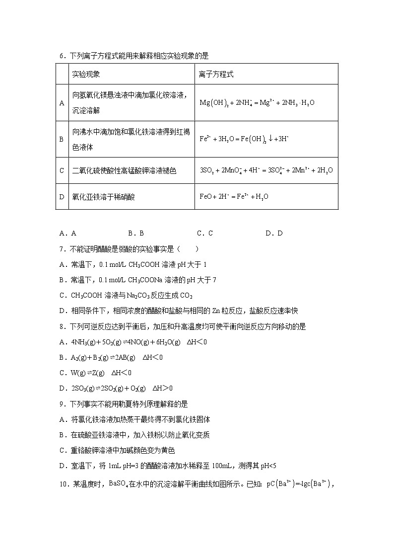 2022-2023学年河北省秦皇岛市青龙满族自治县实验中学高二上学期12月月考化学试卷 含解析02