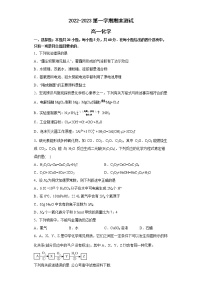 山东省青岛市第二中学2022-2023学年高一化学上学期1月期末试题（Word版附答案）
