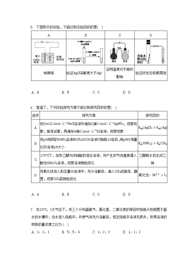 2023年高考第一次模拟考试卷：化学（上海C卷）（考试版）02