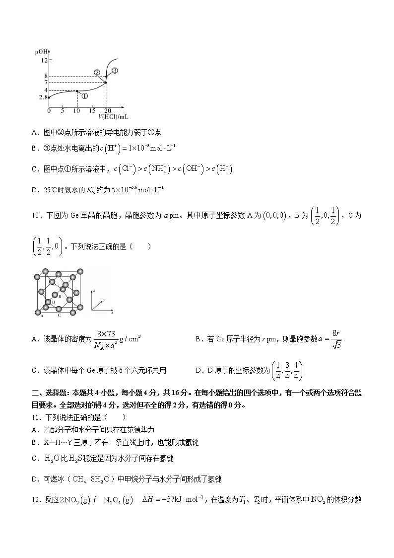 2023长沙师大附中高二上学期期末考试化学试题第3页