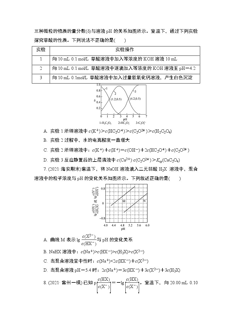 2023届高考化学二轮复习微主题热练14反应过程曲线分析(粒子与浓度大小)作业含答案第3页
