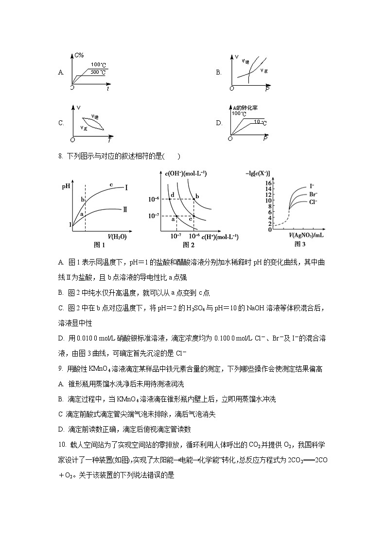 2021-2022学年江苏省泰州中学高二下学期期初质量检测化学试题(Word版)03