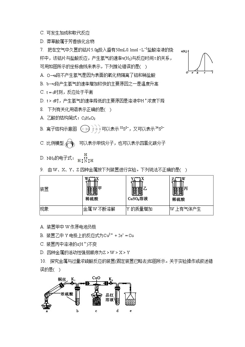 2021-2022学年广东省梅州市兴宁市沐彬中学高一(下)月考化学试卷(3月份)(含答案解析)第2页