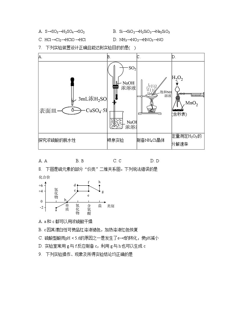 2021-2022学年湖北省六校新高考联盟高一(下)联考化学试卷(4月)(含答案解析)第2页