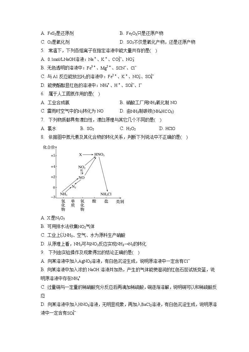 2021-2022学年江苏省无锡市太湖高级中学高一（下）月考化学试卷（3月份）（含答案解析）02